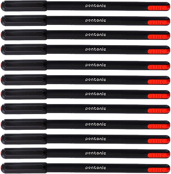Pentonic LINC Ballpoint Pen, Rotatable, Ball Diameter 0.7 mm, Line Thickness 0.3 mm, Red, Pack of 12, for the Office, Home Office or School
