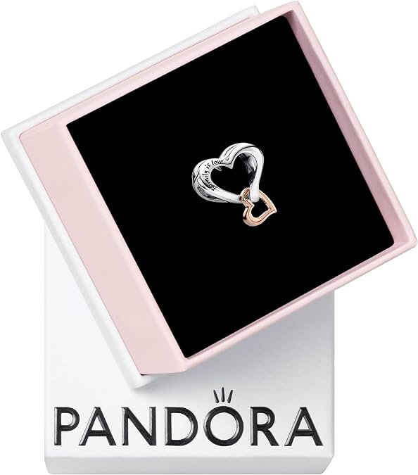 Pandora Moments Charms Heart Two Tone Sterling Silver and 14K Rose Gold Plated