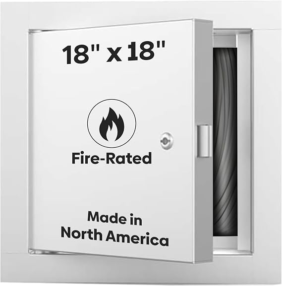 Best 18 x 18 Un-Insulated Fire Rated Metal Access Panel with 1 Flange, 16 Gauge Steel Access Door with Reinforced Edges & Hidden Hinge, Self-Closing/Latching, Inside Latch Release, BA-FB-5060