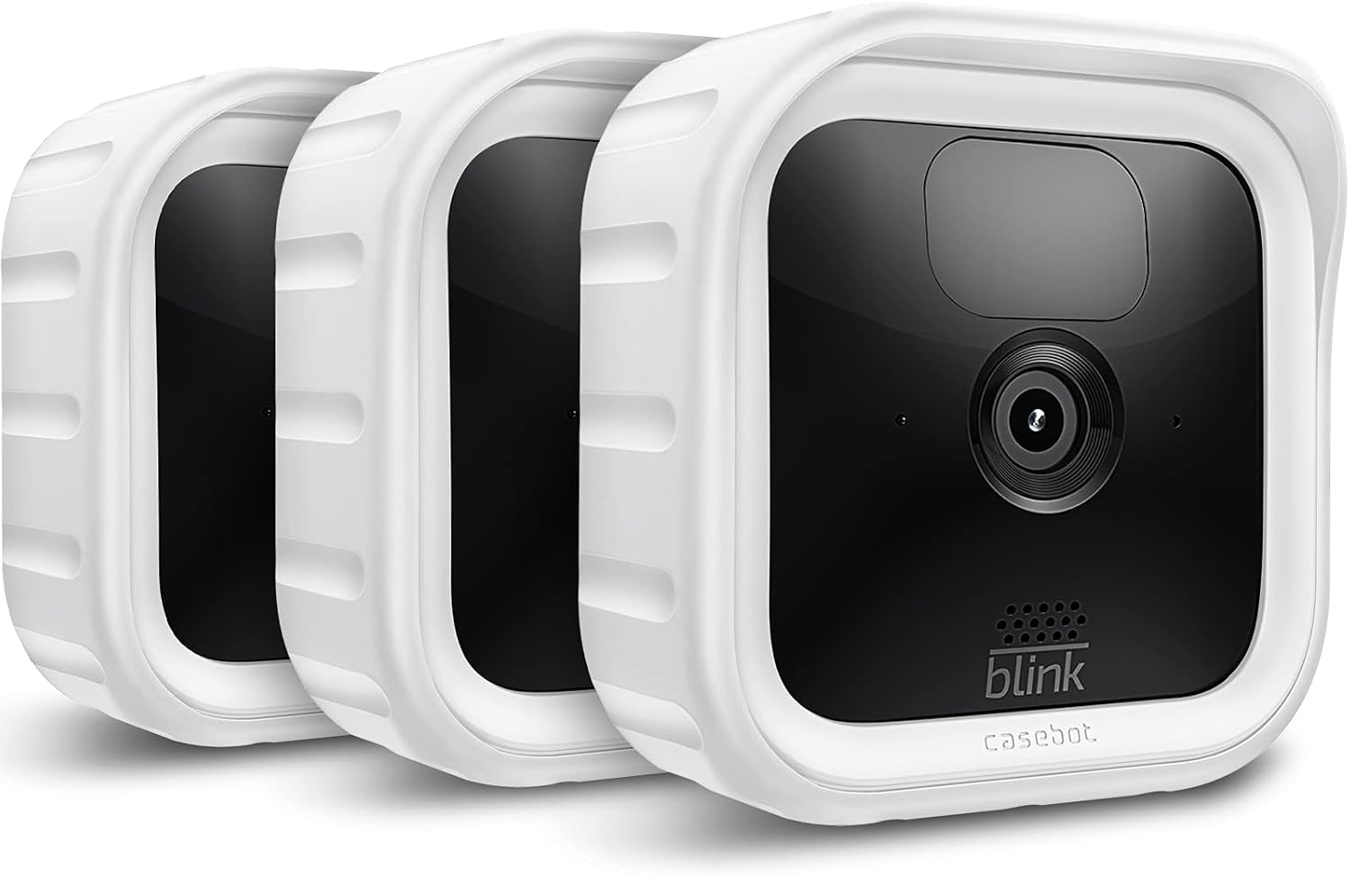 CaseBot Silicone Case for Blink Outdoor 3rd Gen Camera - [3-Pack] Weatherproof Camouflaged Skin Cover with Hat Brim for Blink Outdoor Indoor Home Security System, White