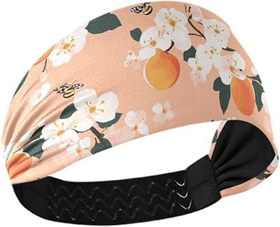 Cute Serviceberry Fruit Peach no Slip Exercise Headbands for Women Elastic Tennis sweatbands for Yoga Cycling Cycling YogaColorful Duchshund Dog Stars