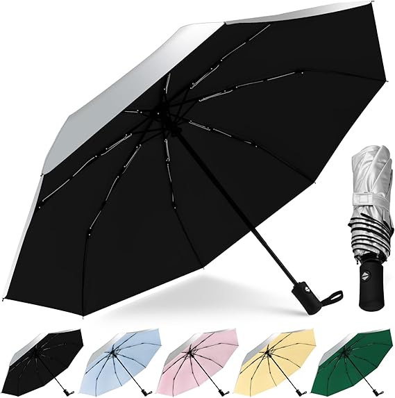 46/42inch Strongest Windproof Travel Umbrella Auto Open Close Folding Compact Durable Umbrella for Rain and Wind 210T Fabric 8 Strong Fiberglass Frame