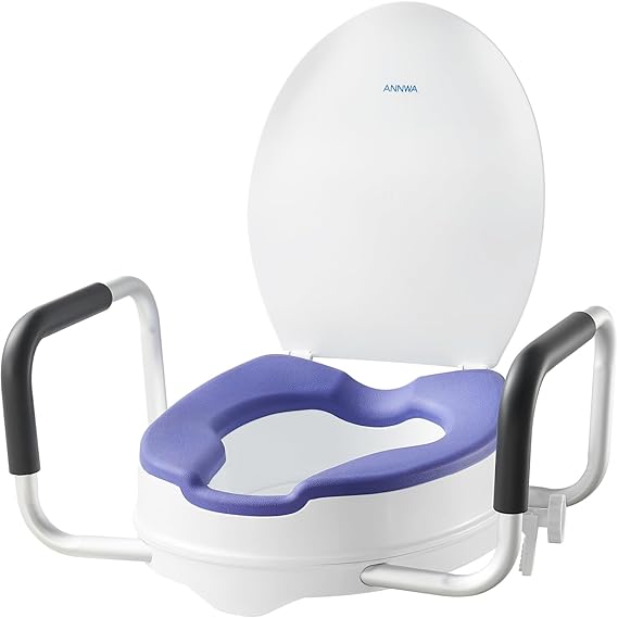 Toilettensitzerhöhung für Erwachsene mit Armlehnen und Deckel erhöhter Toilettensitz für Erwachsene WC-Sitz mit Deckel Toilette nach Operation (N1FYT16)