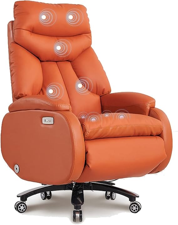 Desk Chairs with Wheels,Comfortable Office Chair,Executive Office Chair, Computer Gaming Chairs, Electric Massage Boss Chair Cowhide Office Chairs, Adjustable Chairs, Managerial Chairs & Executive Cha