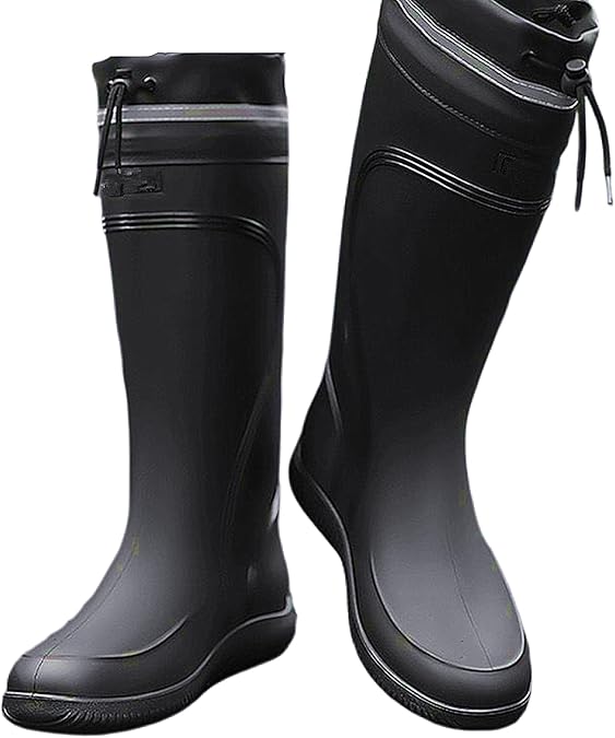 Rain Boots for Men Waterproof Mens Knee High with PVC Rubber Boots Mens Mud Boots, Comfort Lightweight Gardening Fishing Shoes for Yard Farm Outdoor Work