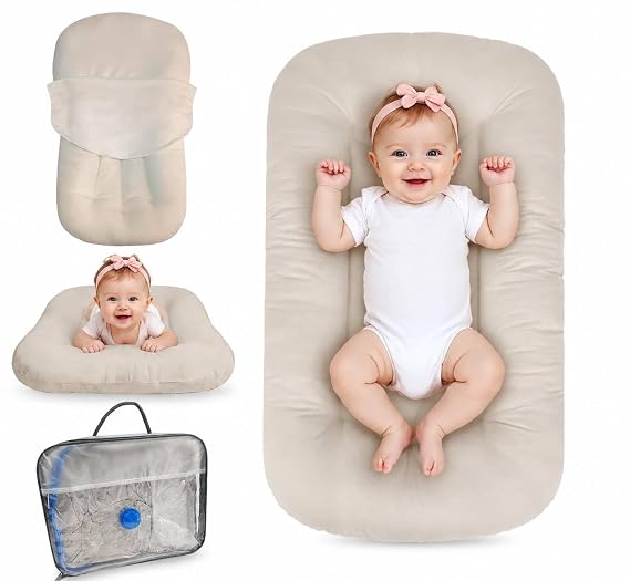Baby Lounger 0-24 Months Newborn Infant Cotton Floor Seats Support Cushion (Apricot)