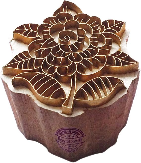 Rural Print Block Brass Lotus Pattern Wooden Clay Stamp BSCtag001
