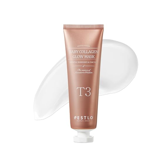 PESTLO Baby Collagen Glow Mask 1.69 fl.oz - Korean Peel Off Facial Mask Infused with Reallagen/T3 Vegan Collagen, Aginon, Volufiline for Hydrating, Firming, Glow, Glass Skin