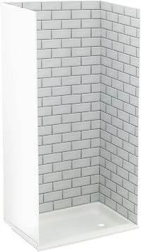 RecPro RV Shower Surround Only | No Adhesive Included | One Piece Design | ABS Material | No Grout Needed | Easy to Clean (Subway Tile, 24" x 40")