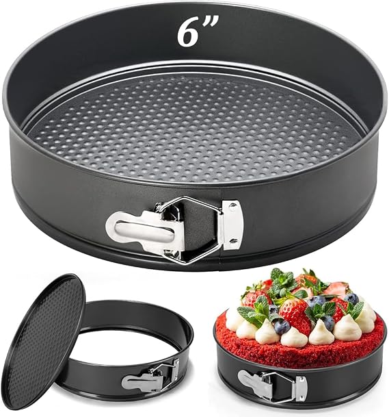 6 Inch Non-Stick Cake Tin for Baking with PTFE, PFOA and BPA Free Non Stick, Round Spring Form Cake pan with Loose Base for Easy Release, Fridge and Freezer Safe
