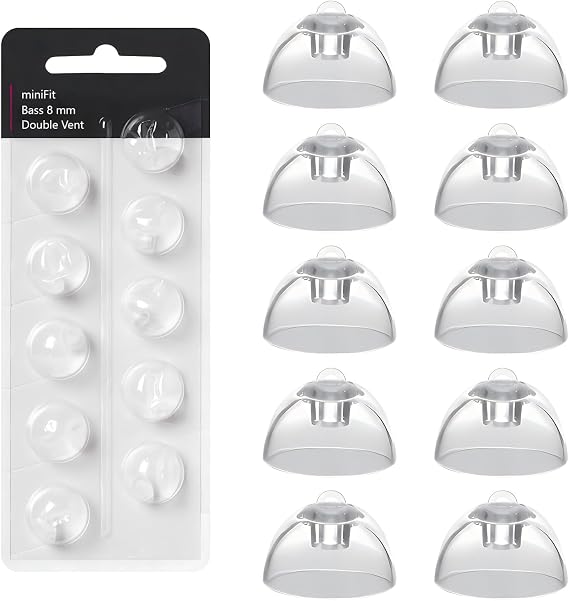 10 Pcs Hearing Aid Domes for Oticon Replacements Double Vent Bass Domes 8mm | Hearing Aid Domes Hearing Aid Accessories Soft Silicone Compatible with Oticon Minifit Double Vent Bass Domes