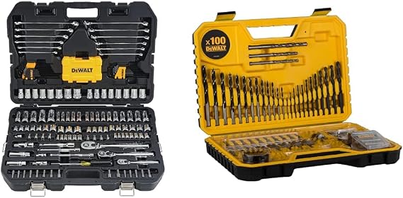 DEWALT Mechanics Tools Kit and Socket Set, 168-Piece (DWMT73803) & COMBINATION DRILL BIT SET 100 PIECE SET DT71563-QZ, Black