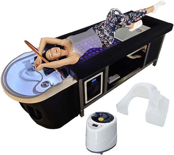 Professional Massage Shampoo Bed with Steaming & Water,Japanese Headspa Bed with Back Moxibustion,Head Spa Equipment, Foot Bath Available for Salons Spa Beauty Barber