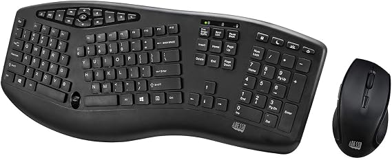 Adesso WKB-1600CB TruForm Wireless Ergonomic Keyboard & Optical Mouse Combo