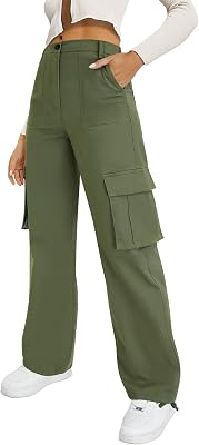 Cargo Pants for Women High Waisted Wide Leg Casual Pants with 4 Pockets Baggy Cotton Pants Y2K Streetwear