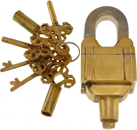Brass 6 Key Square Trick Puzzle Padlock - (3 Keys x 2)