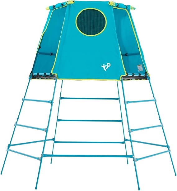 Explorer 2 Jungle Gym Climbing Set with Adjustable Steel Frame, Weather-Resistant Canopy & Platform, Outdoor Playset and Playground Equipment for Kids Ages 3-12, 220 lbs Capacity