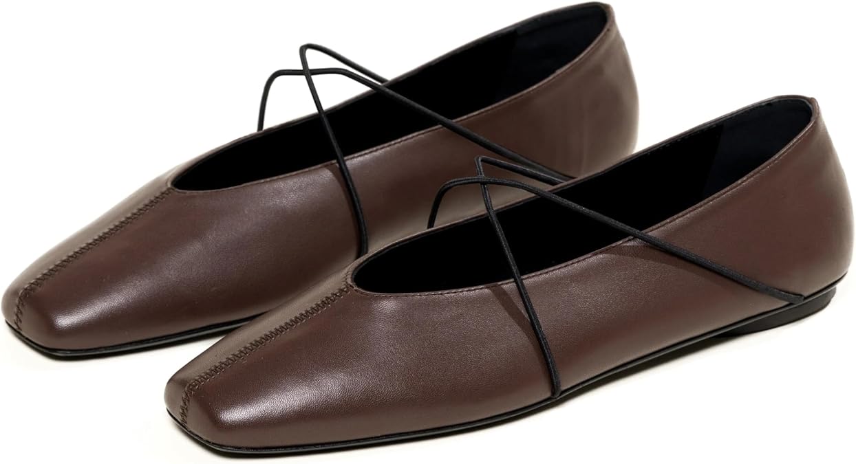 Mary Jane Flats for Women Square Closed Toe Ballet Flats Shoes Slip On Ballerina Flat Comfortable Cute Party Dressy Casual Shoes