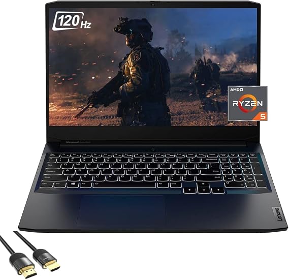 Lenovo 2022 IdeaPad Gaming 3 Gaming Laptop, 15.6" FHD 120Hz, AMD 6-Core Ryzen 5 5600H (Beat i9-10980HK), GeForce RTX 3050Ti, 16GB RAM, 512GB SSD+1TB HDD, WiFi 6, Backlit, SPS HDMI 2.1 Cable, Win 11