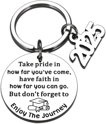 Class of 2025 Graduation Gifts Stocking Stuffers Keychain for Her Him Senior Keychain for College Middle High School Inspirational Gifts for Son Daughter Girls Boys Nursing Student Masters Degree