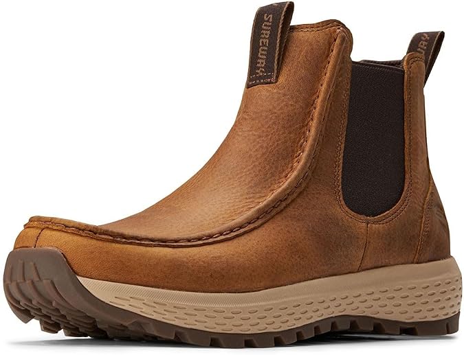 SUREWAY Men's Chelsea Boots,Fashion and Comfort Driving Shoes,Leather Moc Toe Outdoor Work Boots,Slip-Resistant Outsole,EH-Rated,All-Weather Rugged Slip-On Work/Casual/Dress Boots Shoes for Men