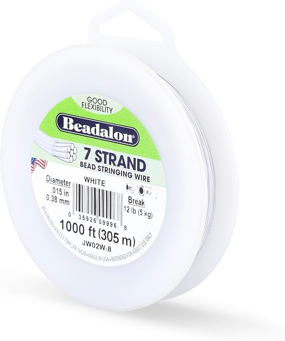 Beadalon 7-Strand 0.015" (0.38 mm) 1000 ft (305 m) White Bead Stringing Wire