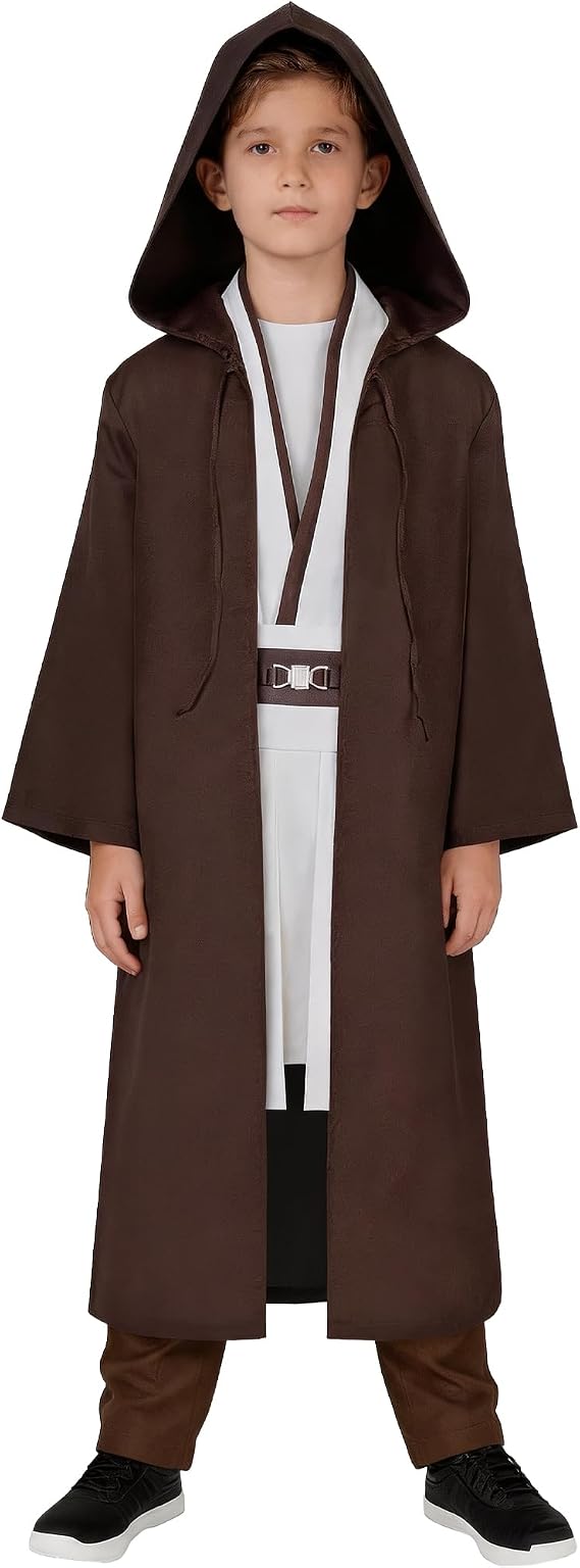 Kids Knight Costume Hooded Tunic Robe Halloween Cosplay