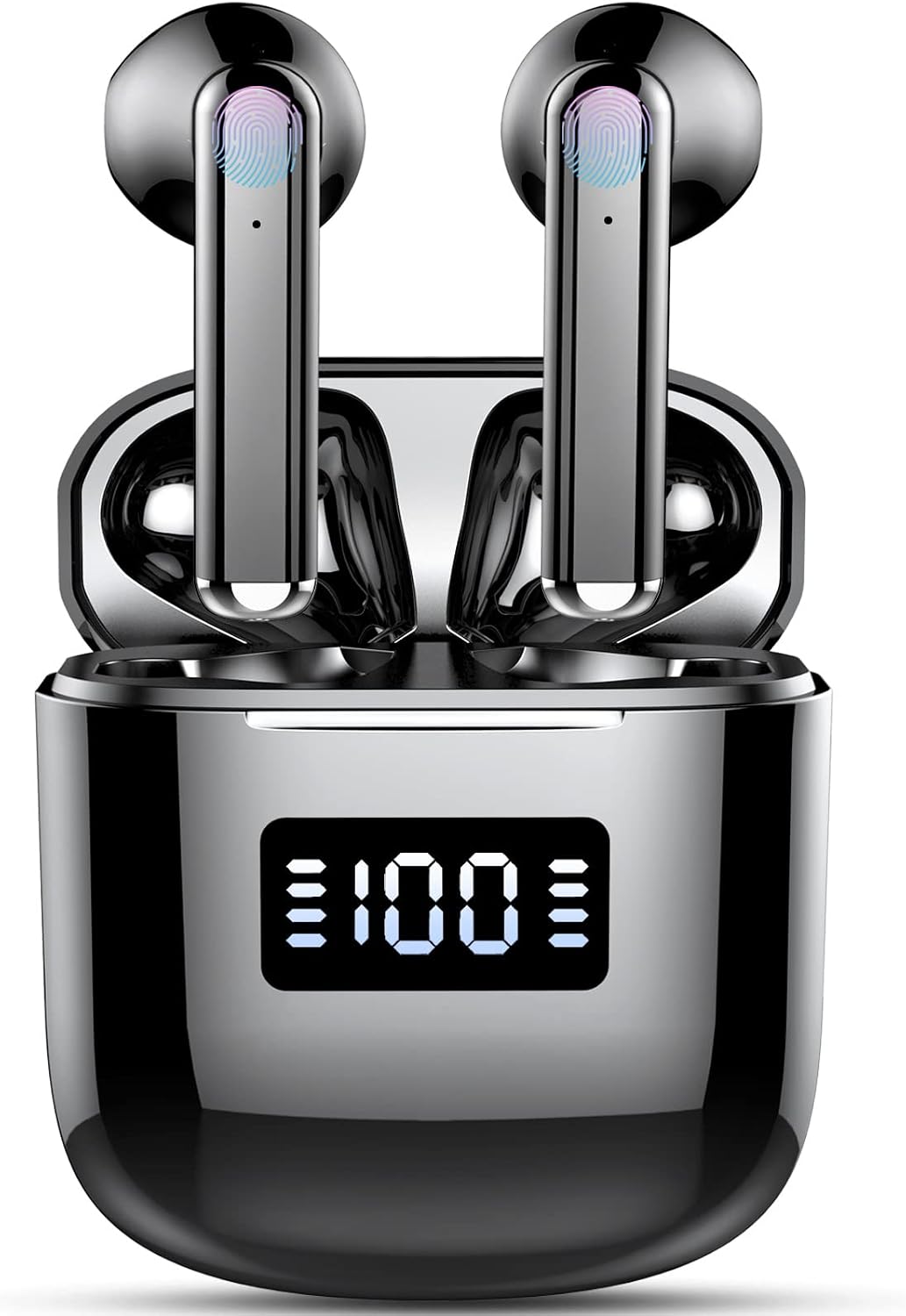 Wireless Earbuds, Wireless Headphones Bluetooth 5.3 Earbuds with 4 Mics, 2025 Bluetooth Headphones In Ear Buds Sport, IP7 Waterproof ENC Noise Cancelling Earphones, HiFi Stereo, LED Display, Black