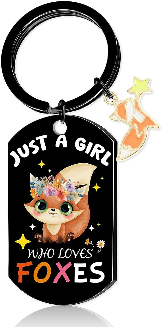 Fox Gifts for Women Girls - Fox Keychain Graduation Birthday Christmas Gifts for Foxes Lover Just A Girl Who Loves Foxes Key Chain for Her Female Teen Daughter Sister Friend Animal Lover