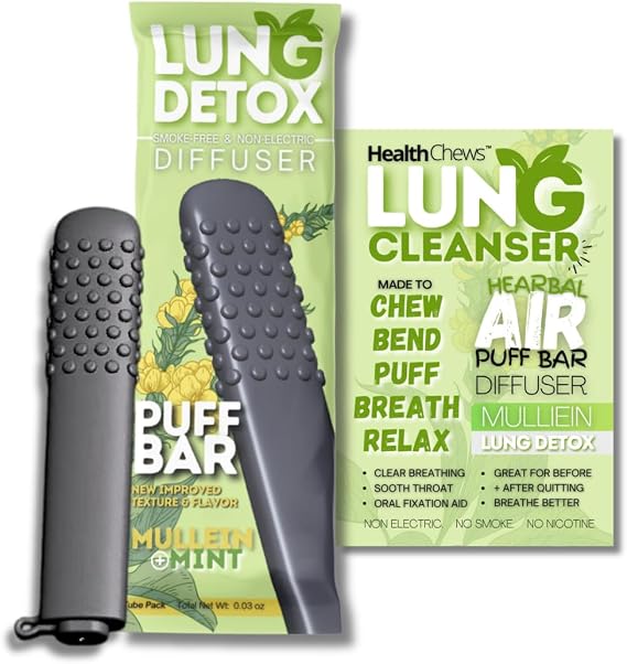 New Mullein Puff Bar Lung Detox Chewer Quit Smoking Inhaler Stick Aid | Essential Oils Breather for After Quitting Help | Stop Smoking Vaporless Chewable Breather Tool for Oral Fixation Relief