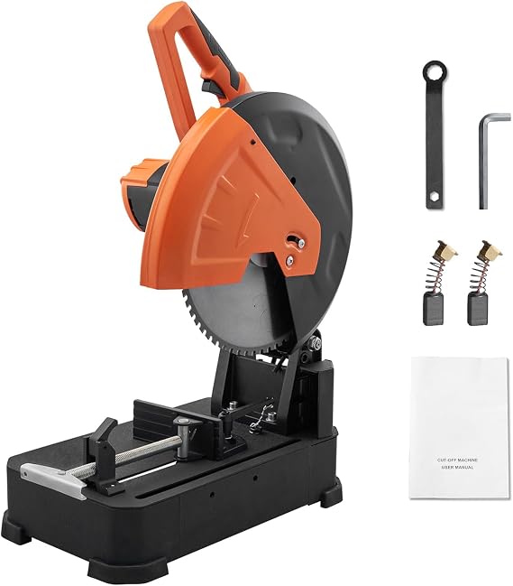 Happybuy Chop Saw, 14"/355mm Blade Diameter Cut Off Saw, 2800W 1200RPM Steel Cutting Machine, 0-45 Adjustable Dry Cut Miter Saw for Metal, Steel, Rebar, Iron, Aluminum