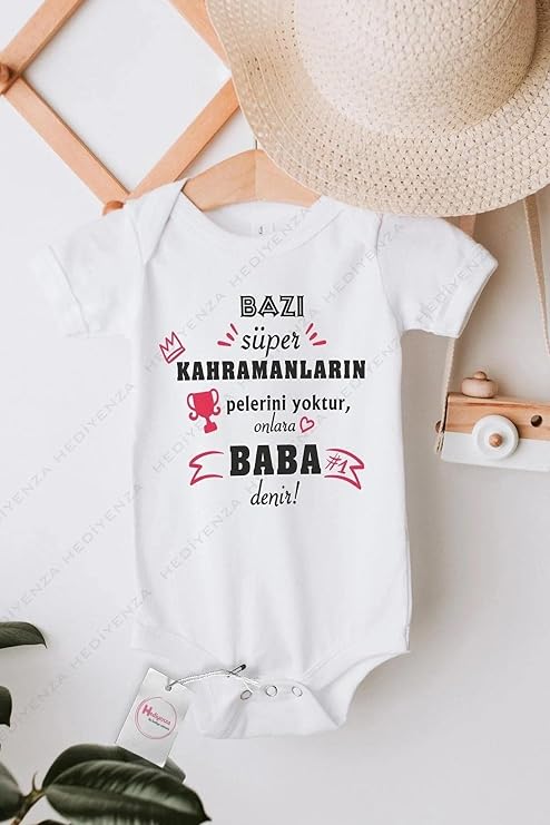 Süper Kahraman Baba Özel Tasarım Bebek Zıbın Pamuklu Çıtçıtlı Body