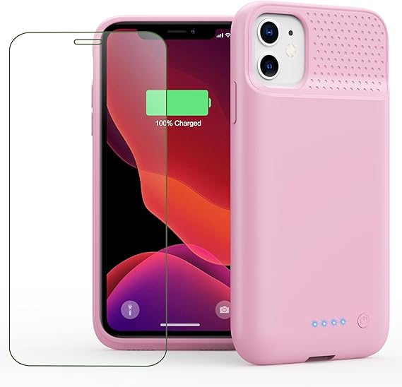 Feob Battery Case for iPhone 11/XR, [2026 Upgraded] 7500mAh Slim Portable Smart Charging Case Rechargeable Protective Extended Charging Cover for iPhone 11/XR-Pink