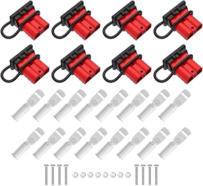 8 Pcs 6-10 Gauge Anderson Connector Plug 50A 12-36V Battery Quick Connector Red Battery Quick Disconnect Wire Harness Plug Kit for Winch Car Auto Trailer Driver Electrical Devices