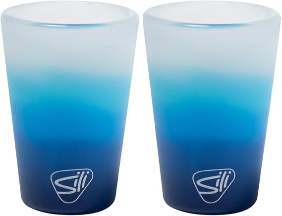 Silipint 1.5oz Silicone Shot Glasses Pack of 2 Unbreakable, BPA-Free, Non-Toxic, Dishwasher & Freezer Safe Cups Colored Shot Glasses for Cold Beverages, Cocktails, Travel, Party (Blizzard)