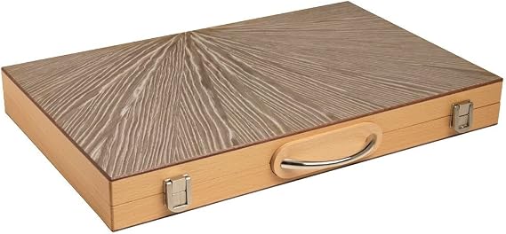 18 Wood Backgammon Set - Olive Wood - Attache Case