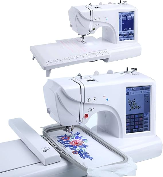 Automatic Sewing Machine with 4" x 9.2" Embroidery Area and LCD Touch Screen Electric Embroidery Machine 210 Built-in Letters and 30 Pattern Borders