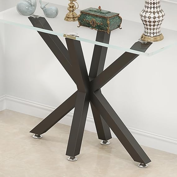 Metal Console Table Base 30 Inch, Modern Desk Legs for Marble,Glass,Wood Top, Heavy Duty Sofa Table Legs for Hallway,Entry, Living Room,Office 35" L x 16" W x 30" H (Black)
