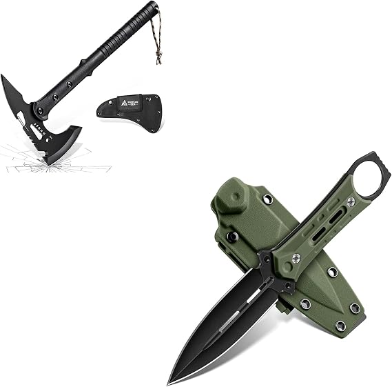 Freelander D2 Steel Bushcraft Knife Bundle with Sharp Outdoor Axe
