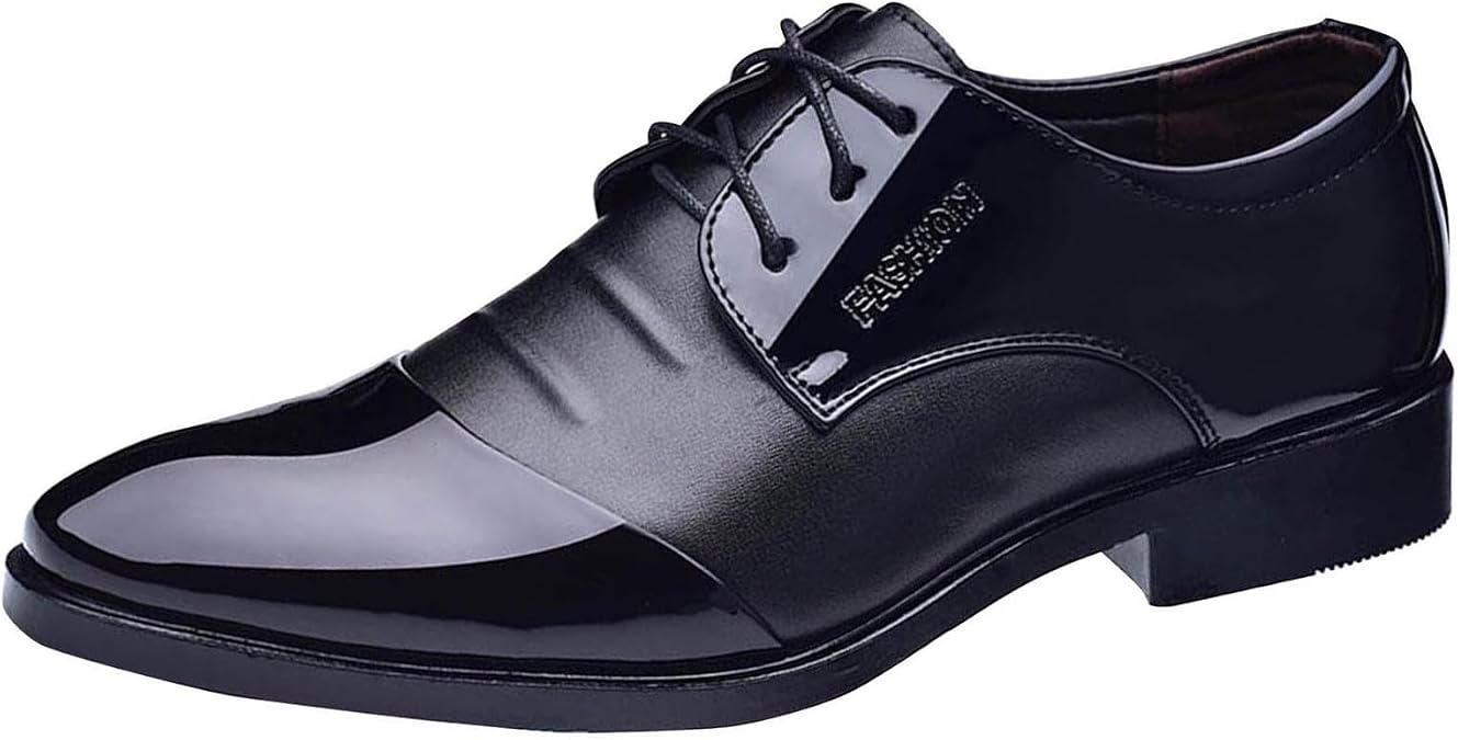 Men's Dress Shoes Business Fashion Black Comfort Oxfords Patent Leather Dressy Shoe Classic Loafers Formal Derby Footwear