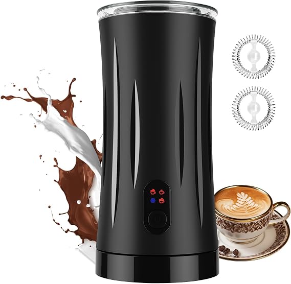 4-in-1 Milk Frother, Liksiy Milk Frother and Steamer, Auto Shut-Off Coffee Frother with Hot & Cold Foam, Quiet Design Frother Machine for Latte, Cappuccino, Macchiato