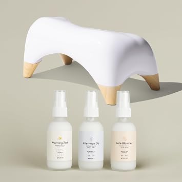 TUSHY Ottoman White Bamboo Short Toilet Stool & Toilet Spray Variety Pack
