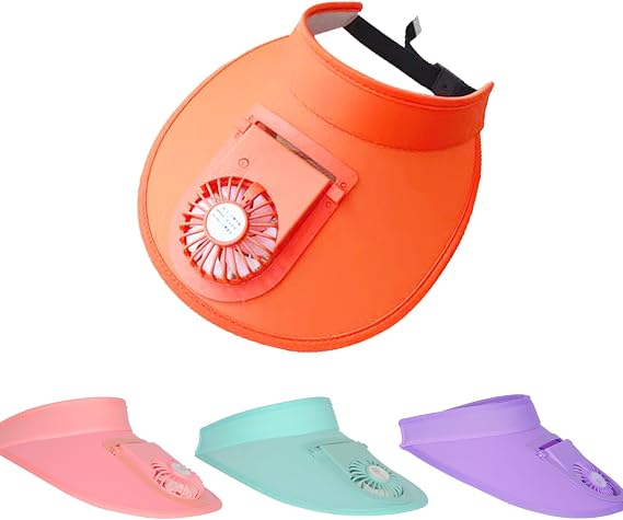 Sun Visors Hat with Fan for Women - Fan Visor Hat - Three Gear Mediation and Large Area Sun Protection,Adjustable Elastic