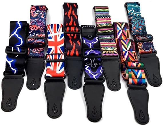 Unique Guitar Strap with Union Jack Print, Adjustable Polyester Electric Bass and Acoustic Guitar Shoulder Sling for Men and Women