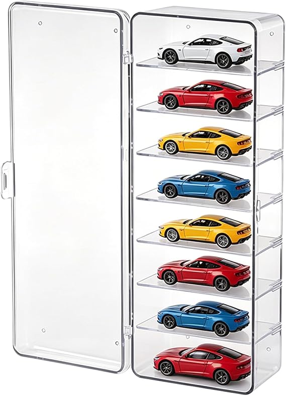 Mini Figures Storage Box & Hot Wheels Cars Storage Box, Clear Acrylic Display Case, Dustproof Multi-Layer Display Case with Removable Dividers for Figures Under 1.18"