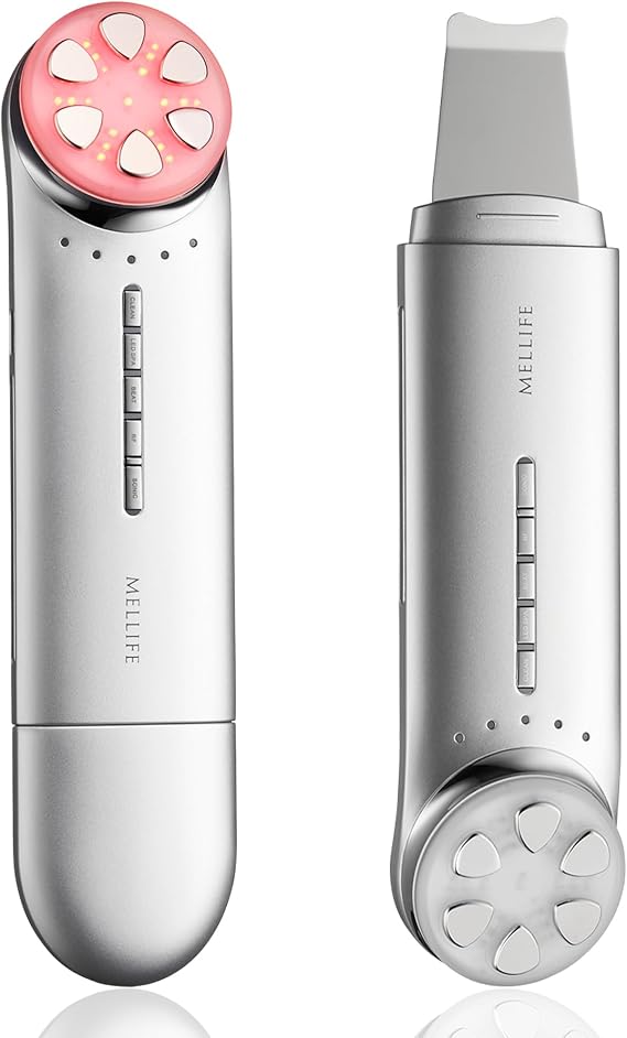MELLIFE Total Facial Plus, Facial Beautifying Device, Pore Cleanser, Rf LED, Ultrasonic Vibration, Ion Introduction, Respect for the Aged Day, Gift | 6-in-1 Home Care, Warm Approach, Tightening Support, Multi-functional Home Beauty