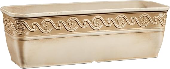 Corinthian Rectangular Planter Box w/Drain Plug, 10" Desert Tan