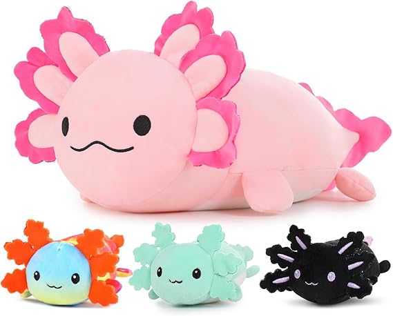 MaoGoLan Giant Axolotl Plush with 3 Babies Inside-23.5" Large Ultra Soft Stuffed Animals Throw Pillow-Squishy Plush Collection Gift for Axolotl Lover,Kids,Teens