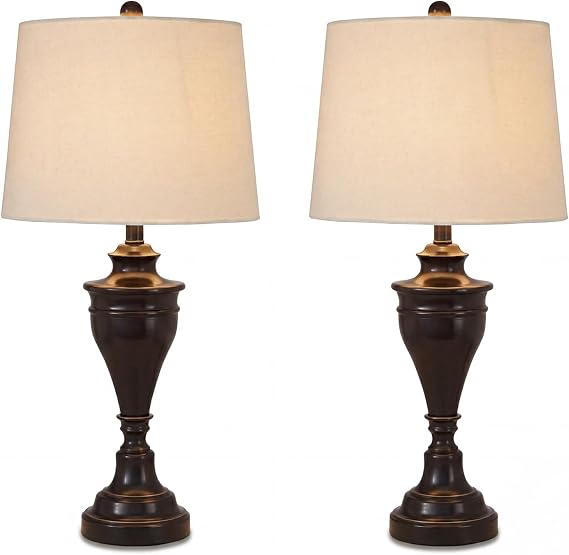 Signature Design by Ashley Table Lamp Set of 2, Dark Bronze
