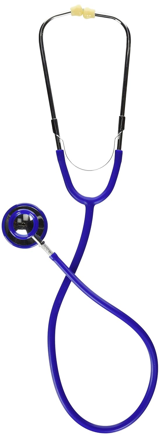 MABIS Stethoscope, Lightweight, Adult, Dual Head for Intake and General Examination with Large Diaphragm for High Frequencies or the Bell for Low Frequencies, 22 Inch Y Tubing, Blue